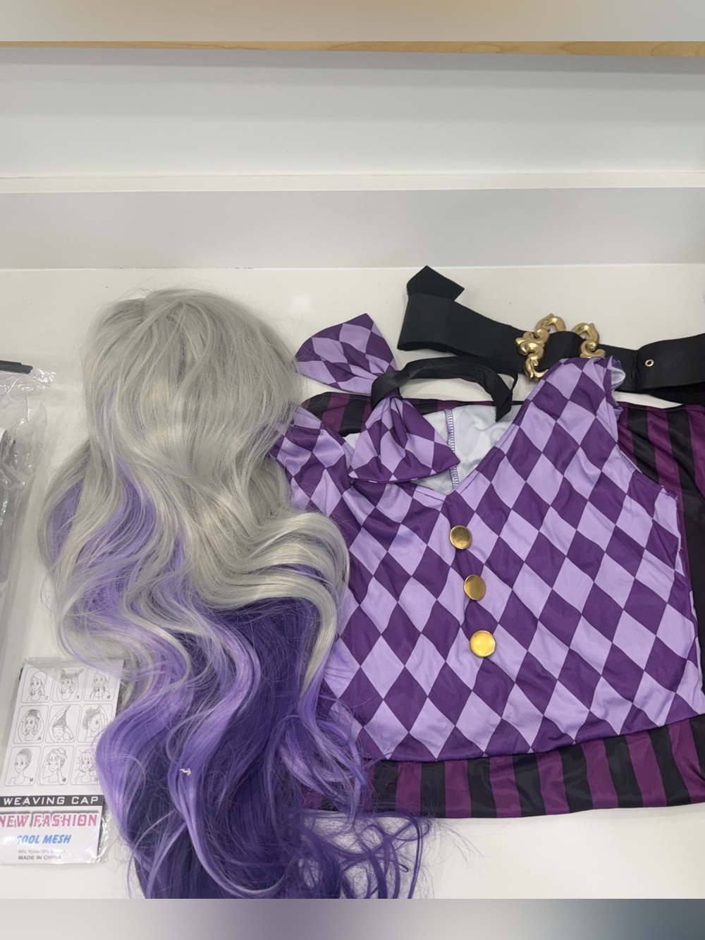 Women's Purple Teal Mad Hatter Costume -includes new never worn wig - Picture 6 of 6